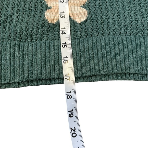 Sugar Moon Green & Tan Knitted Butterfly Cropped Sweater Size Large Girls EUC - Picture 4 of 6